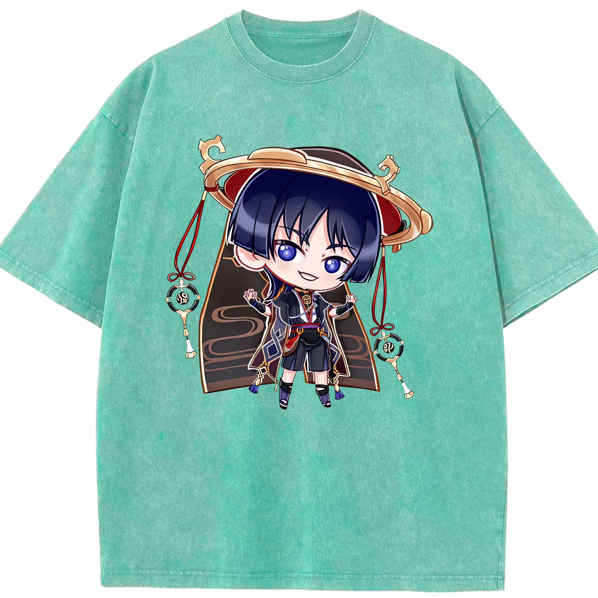 げんし神 さんペい genshin Sanpei 綿100% ヴィンテージ風 半袖Tシャツ（フロントプリント）